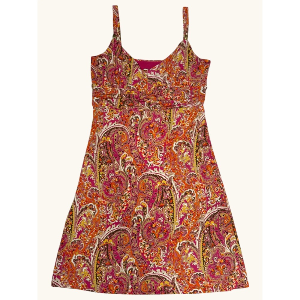 Ann Taylor Loft Pink Orange Paisley Empire Waist Sleeveless Sundress Size 10